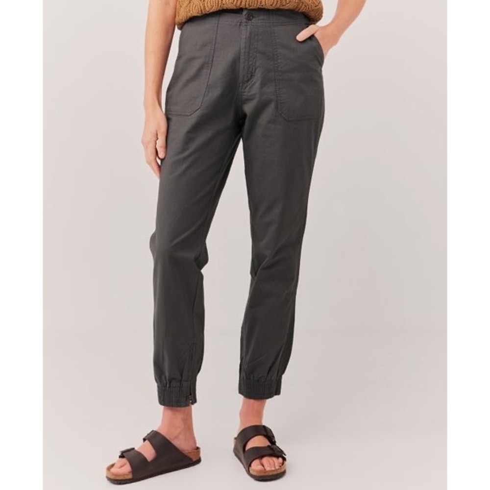 Pact Womens Organic Cotton Utility Jogger Pants Gray Ankle Zip Pockets Small